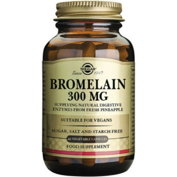 Solgar - Bromelain Βρωμελαΐνη 300mg Για Τη Φυσιολογική Λειτουργία Του Πεπτικού Συστήματος 60 Φυτικές Κάψουλες