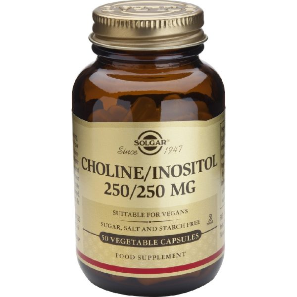 Solgar - Choline Inositol 250/250mg Συμπλήρωμα Διατροφής Για Την Αποτοξίνωση 'Ηπατος 50 φυτικές κάψουλες