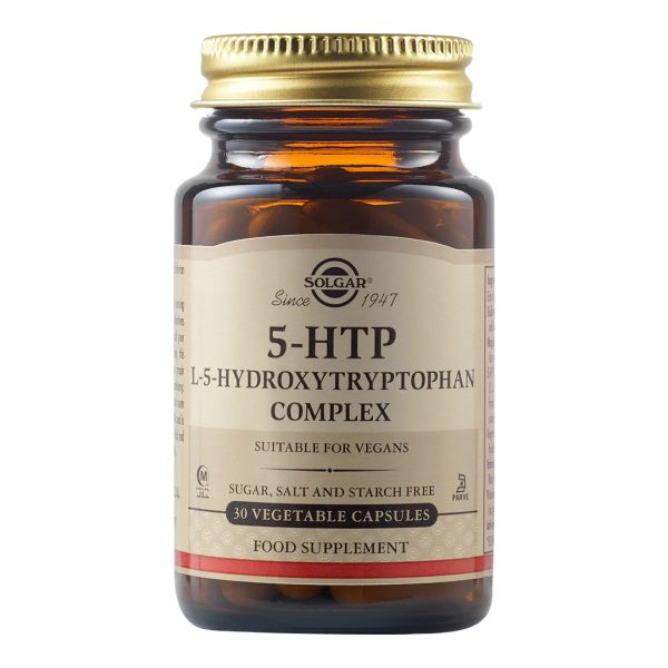 Solgar - 5-HTP Yδροξυλιωμένη Tρυπτοφάνη 100mg Συμπλήρωμα Διατροφής Απαραίτητο για την Καλή Υγεία του Εγκεφάλου 30 veg. caps