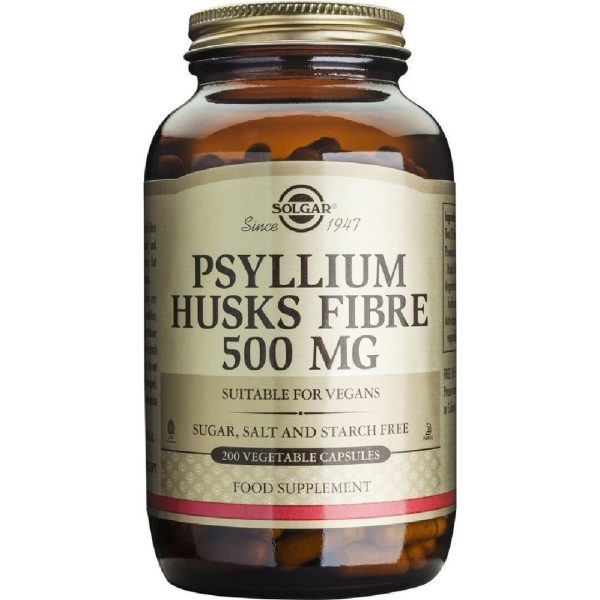 Solgar - Psyllium Husks Fibre 500 MG για την αποτοξίνωση εντέρου και δίαιτα 200 Κάψουλες
