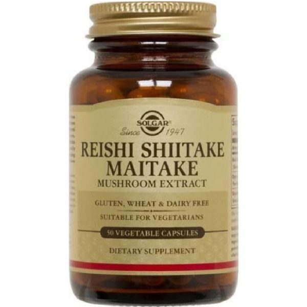 Solgar - Reishi Shiitake Maitake Mushroom Extract για την Τόνωση του Ανοσοποιητικού Συστήματος 50V Κάψουλες
