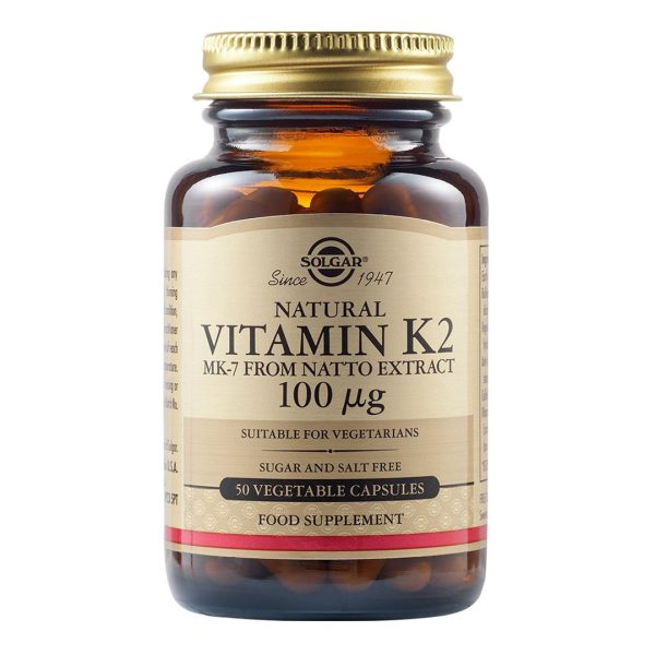 Solgar - Λιποδιαλυτή Βιταμίνη Μορφής Κ2 100mg (Φυτοναδιόνη) - 50veg.caps