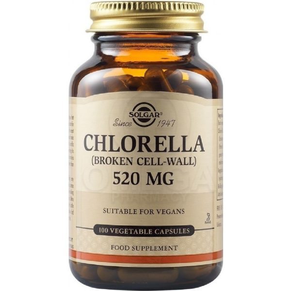 Solgar - Chlorella 520mg Χλωρέλλα Συμπλήρωμα Διατροφής για Αποτοξίνωση & Τόνωση του Οργανισμού 100veg.caps