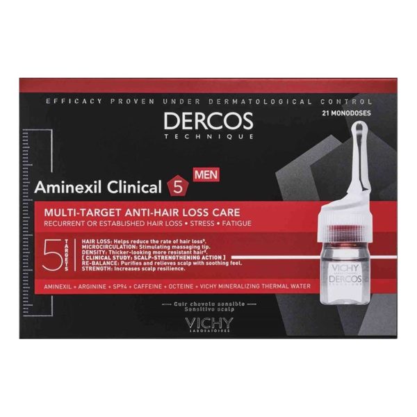 Vichy - Dercos Aminexil Clinical 5 Men Αμπούλες για Τριχόπτωση Ανδρών 21x6ml