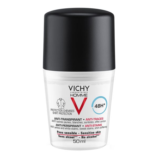 Vichy - Homme Deodorant Anti-Staines Roll-On 48h Ανδρικό Αποσμητικό κατά των Σημαδιών 50ml