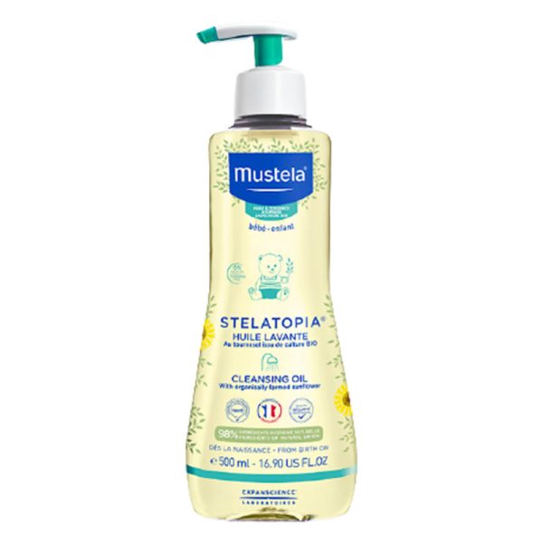 Mustela - Stelatopia Cleansing Oil Λάδι Καθαρισμού για Σώμα & Μαλλιά με Ηλίανθο Βιολογικής Καλλιέργειας 500ml