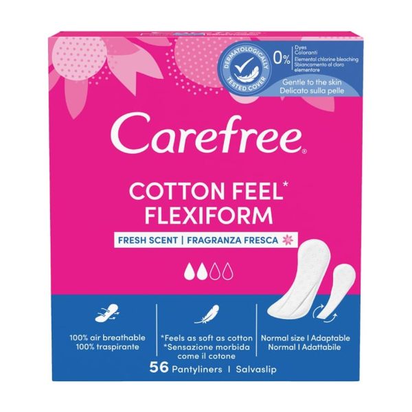 Carefree - Cotton Flexiform Σερβιετάκια με Άρωμα Φρεσκάδας 56τμχ