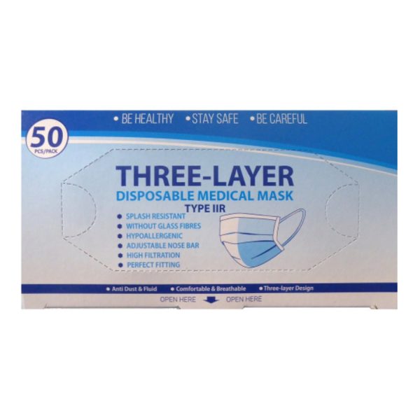 Bari Medical - Surgical Face Masks 3ply Type IIR EN14683:2019+AC:2019 BFE>98% 50pcs Bari Medical - Surgical Face Masks 3ply Type IIR EN14683:2019+AC:2019 BFE>98% 50pcs