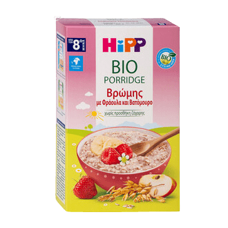 HiPP - Bio Porridge Βρώμης  με Φράουλα και Βατόμουρο 250γρ