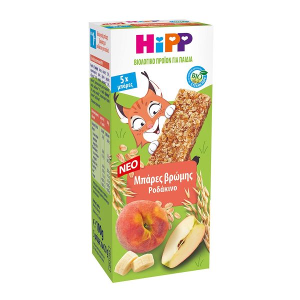Hipp - Μπάρες Βρώμης Χωρίς Ζάχαρη με Γεύση Ροδάκινο Από 12+ Μηνών 5x20gr
