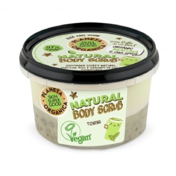 Planeta Organica - Skin Super Good Φυσικό απολεπιστικό σώματος Τόνωσης «Toning» Πράσινο τσάι Matcha & Σπόρους Τσία 250ml