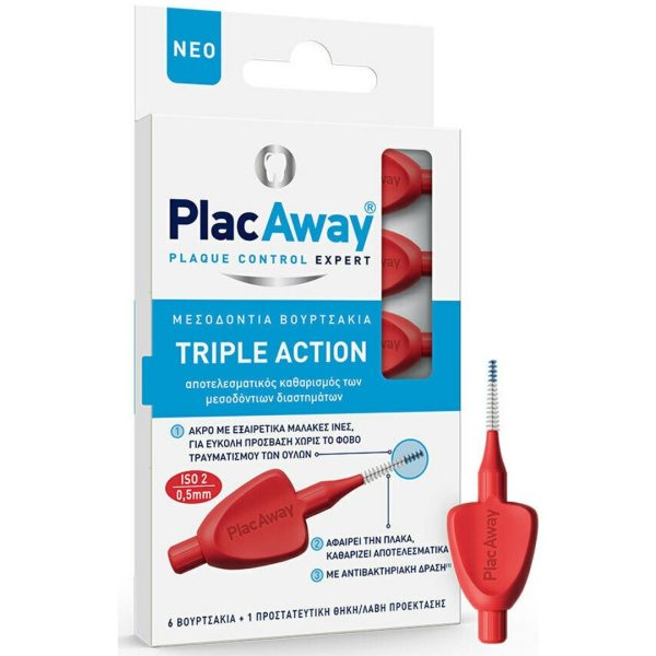 Plac Away - Triple Action Μεσοδόντια Βουρτσάκια 0.5mm ISO 2 Κόκκινο 6τεμ Plac Away - Triple Action Μεσοδόντια Βουρτσάκια 0.5mm ISO 2 Κόκκινο 6τεμ