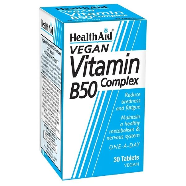 Health Aid - Vitamin B50 Complex Συμπλήρωμα Διατροφής για Υγιές Νευρικό Σύστημα 30tabs Health Aid - Vitamin B50 Complex Συμπλήρωμα Διατροφής για Υγιές Νευρικό Σύστημα 30tabs