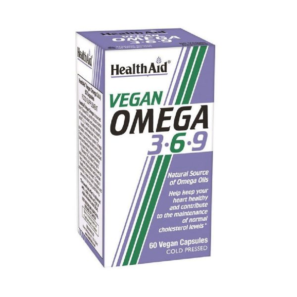 Health Aid - Vegan Omega 3-6-9 Συμπλήρωμα Διατροφής για Υγιή Καρδιά Κυκλοφορικό & Εγκέφαλος 60veg caps