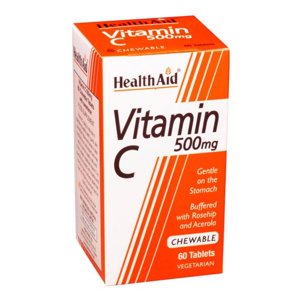 Health Aid - Vitamin C 500mg Μασώμενη Βιταμίνη 60 Veg.caps