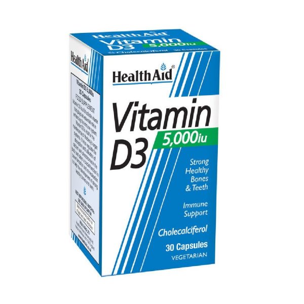 HealthAid - Vitamin D3 5000iu Χοληκαλσιφερόλη 30 Veg. Tablets