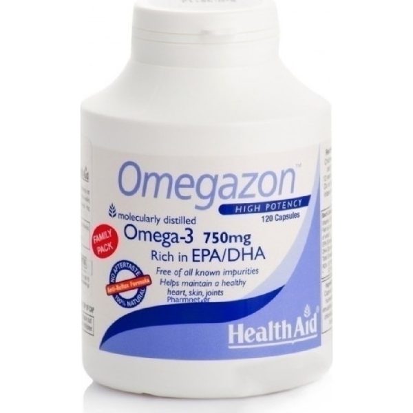 Health Aid Omegazon Omega 3 Codliver Oil with Omega 3 for Healthy Heart Brain & Vision 120 Caps.