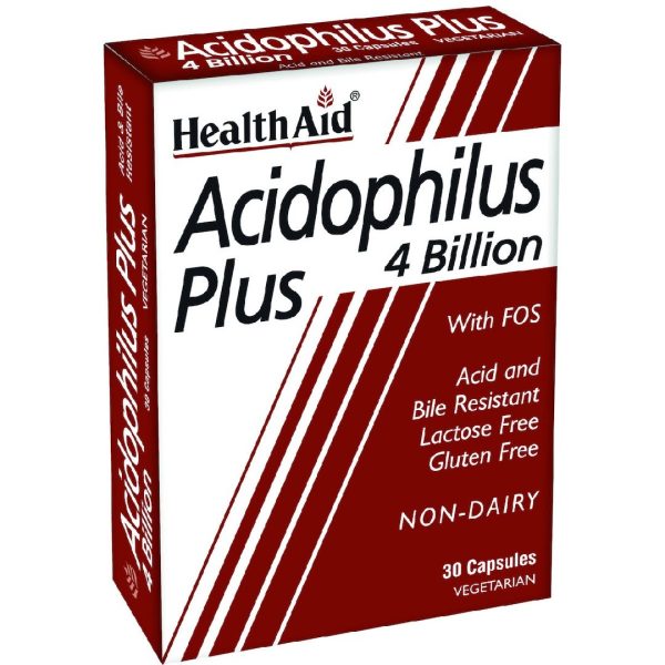Health Aid - Acidophilus Plus 4 billion Βοηθά στη Διατήρηση της Ισορροπίας της Εντερικής Χλωρίδας 30veg caps