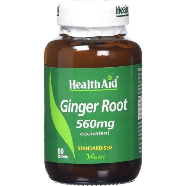 Health Aid - Ginger Root 560mg Συμπλήρωμα Διατροφής με Πιπερόριζα για Υγιές Γαστρεντερικό Σύστημα 60 Ταμπλέτες