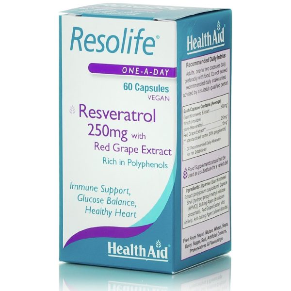 Health Aid - Resolife Ρεσβερατρόλη Αντιοξειδωτική και Αντιφλεγμονώδη Δράση 250mg 60tabs