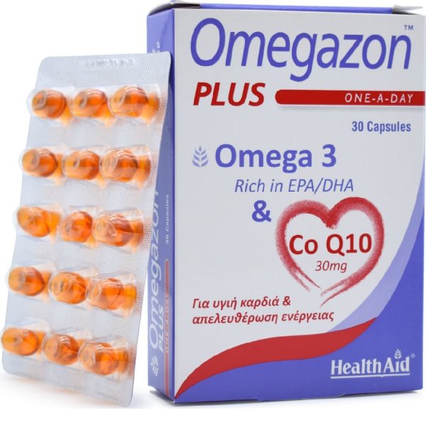 Health Aid Omegazon Plus Ω3 & CoQ10 για την Καλή Λειτουργία του Καρδιαγγειακού Συστήματος 30 Κάψουλες