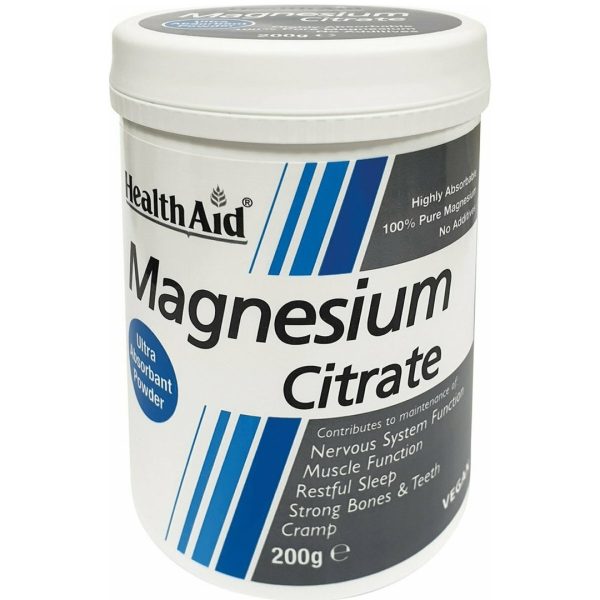 Health Aid - Magnesium Citrate Συμπλήρωμα Διατροφής με Μαγνήσιο σε Μορφή Σκόνης 200gr