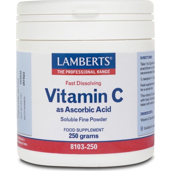 Lamberts - Vitamin C as Ascorbic Acid Βιταμίνη ως Άσκορβικό Όξυ Σκόνη 250gr