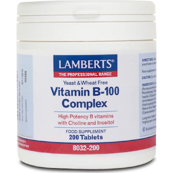Lamberts - Vitamin B-100 Complex Σύμπλεγμα Βιταμινών 200tabs