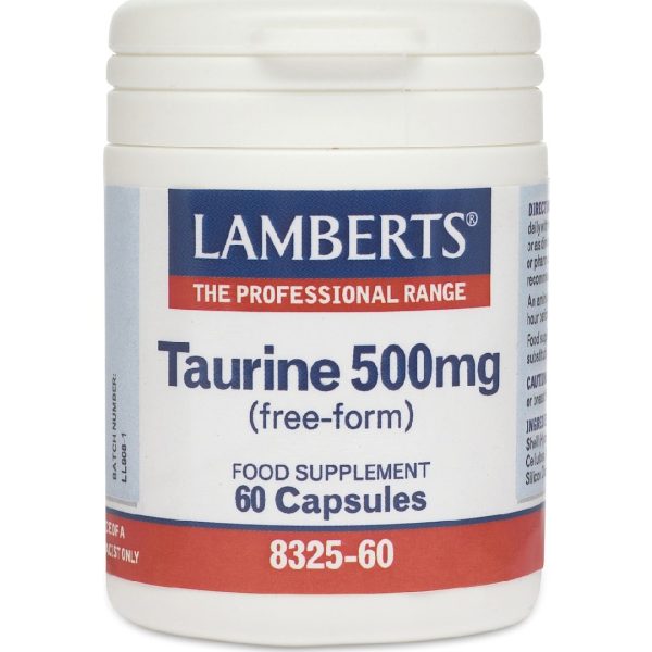 Lamberts - Taurine 500mg Συμπλήρωμα Διατροφής με Ταυρίνη 60caps