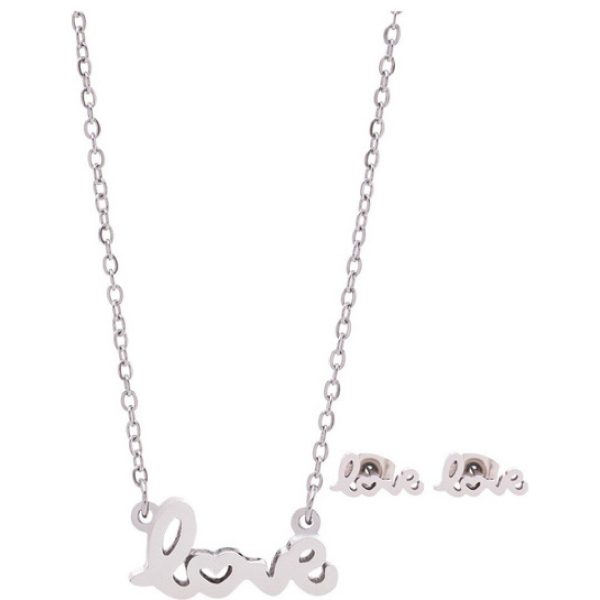 Medisei - Σετ Κολιέ/Σκουλαρίκια Love Stainless Steel