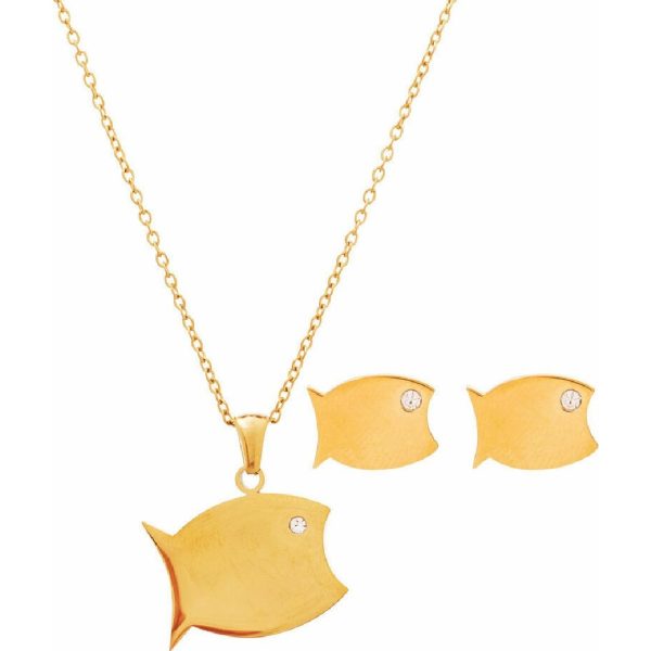 Medisei - Σετ Κολιέ/Σκουλαρίκια Fish Stainless Steel