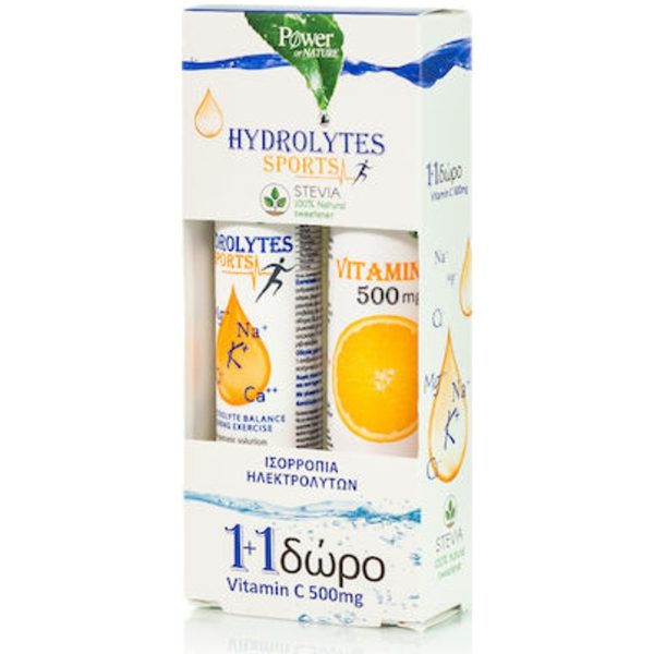 Power Of Nature Hydrolytes Sports with Stevia & Vitamin C 500mg 20 + 20 αναβράζοντα δισκία