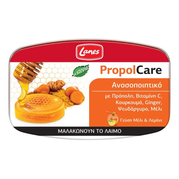 Lanes - PropolCare Καραμέλες για τον Λαιμό Μέλι Λεμόνι 54gr