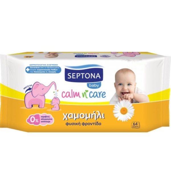 Septona - Calm n Care Μωρομάντηλα με Χαμομήλι 64τεμάχια