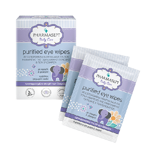 Pharmasept Baby Care Purified Eye Wipes Sterile Wipes for Cleansing the Eye Area and Eyelids 10 Pieces
