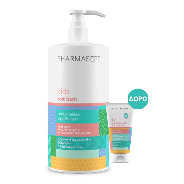 Pharmasept - Kids Care Soft Bath Παιδικό Αφρόλουτρο 1Lt & Κρέμα Κατά των Ραγάδων 30ml