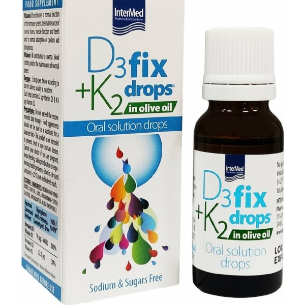 Intermed – D3+K2 Fix Drops in Olive Oil Oral Drops 12ml Intermed – D3+K2 Fix Drops in Olive Oil Oral Drops 12ml