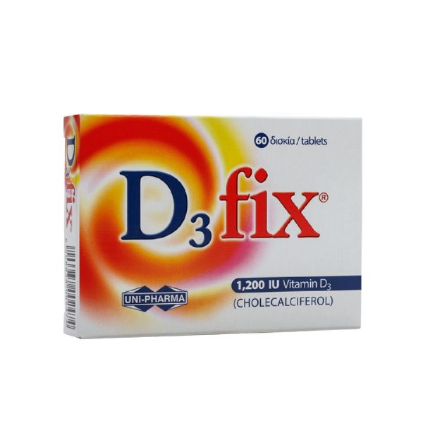 Uni-Pharma - Συμπλήρωμα Διατροφής Βιταμίνης D3 Fix 1200iu 60 κάψουλες