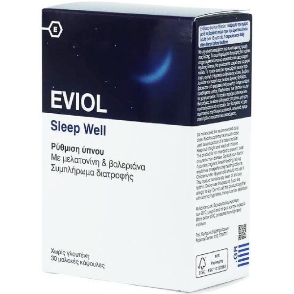 Eviol - Sleep Well Φόρμουλα με Βαλεριάνα και Μελατονίνη για την Αντιμετώπιση της Αϋπνίας 30 caps Eviol - Sleep Well Φόρμουλα με Βαλεριάνα και Μελατονίνη για την Αντιμετώπιση της Αϋπνίας 30 caps