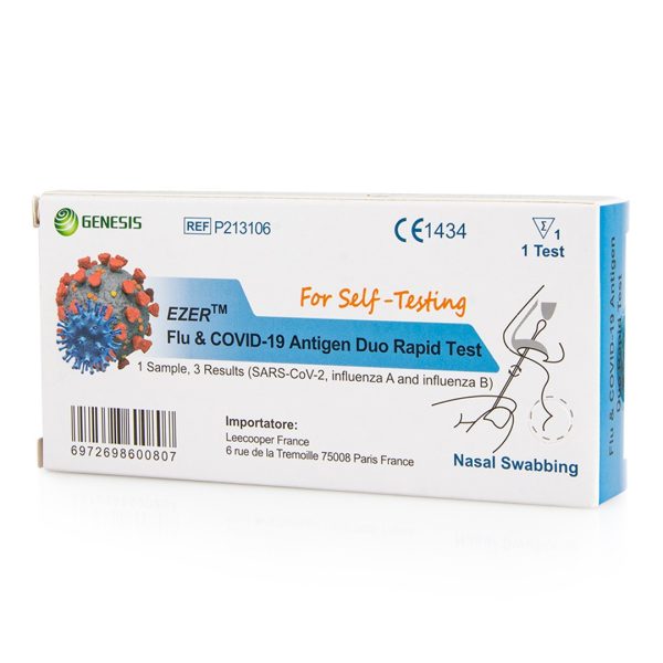 Genesis - Διπλό Ρινικό Rapid Test Ανίχνευσης COVID-19 & Ιού της Γρίπης (Τύπου Α & Β)