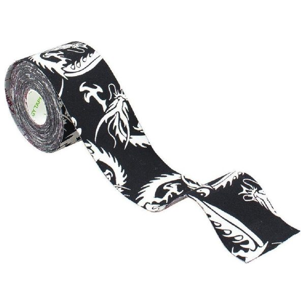 Nasara - Tape Κινησιοθεραπείας Dragon Design Μαύρο 5cm x 5m