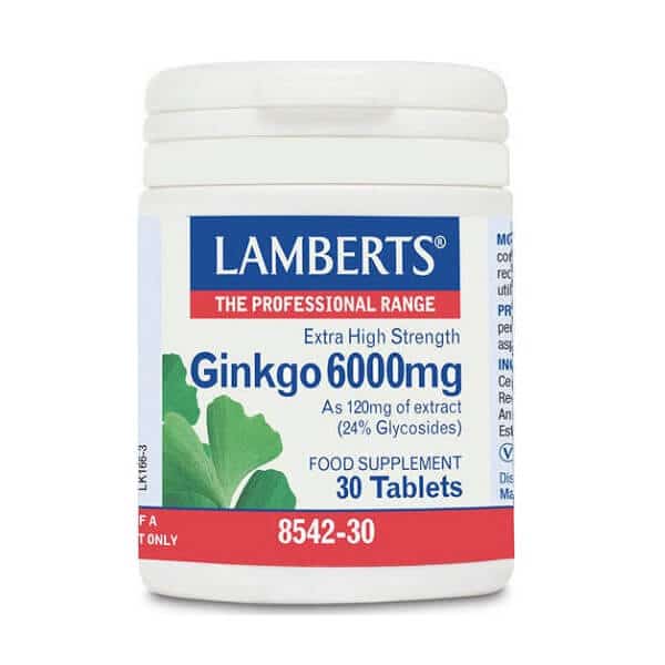 Lamberts - Συμπλήρωμα Διατροφής με Εκχύλισμα Ginkgo Biloba 6000mg - 30tabs