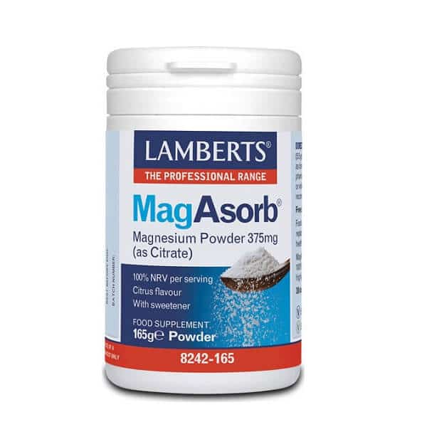 Lamberts – Mag Asorb Magnesium 375mg (as Citrate) Powder – 165gr Lamberts – Mag Asorb Magnesium 375mg (as Citrate) Powder – 165gr