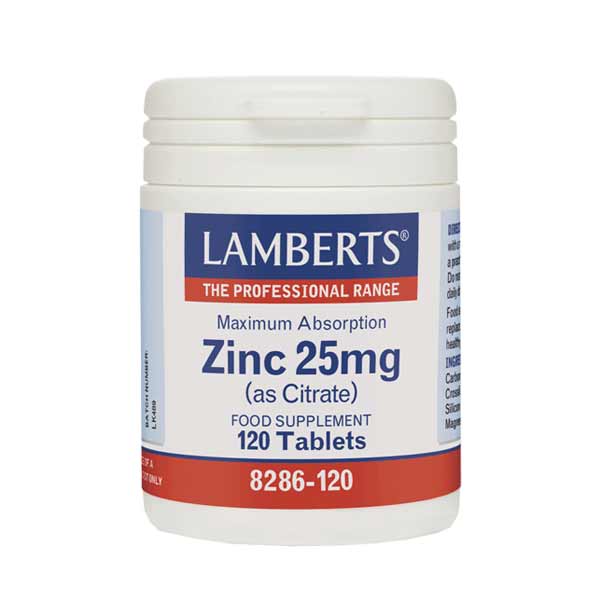 Lamberts – Zinc 25mg (as Citrate) – 120tabs Lamberts – Zinc 25mg (as Citrate) – 120tabs