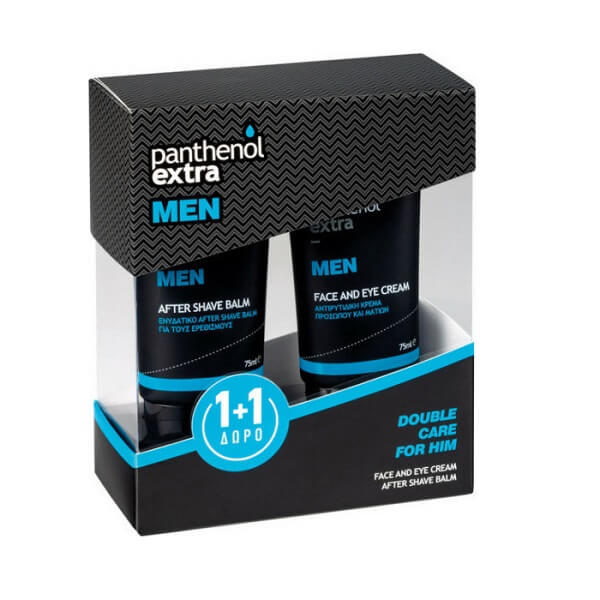 Panthenol Extra Men Double Care Set Face και Eye Cream Ανδρική Αντιρυτιδική Κρέμα Προσώπου και Ματιών 75ml και After Shave Balm Ανδρικό Ενυδατικό Balm για μετά το Ξύρισμα 75ml