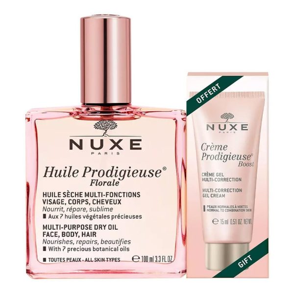 Nuxe - Huile Prodigieuse Florale Multi-Purpose Dry Oil Ξηρό Λάδι Ενυδάτωσης 100ml & Ενυδατικό & Creme Prodigieuse Boost Κρέμα-Gel Πολλαπλής Δράσης 15ml
