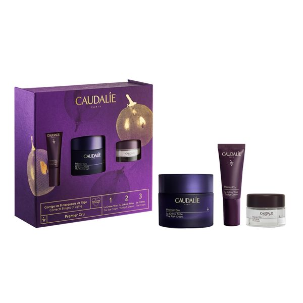 Caudalie - Premier Cru Set: Αντιγηραντική Κρέμα Προσώπου Πλούσιας Υφής 50ml & Κρέμα Ματιών 5ml & Ενυδατική Κρέμα Προσώπου 15ml