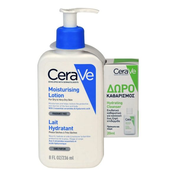 CeraVe - Moisturising Lotion Ενυδατικό Γαλάκτωμα Προσώπου & Σώματος 236ml & Hydrating Cleanser 20ml
