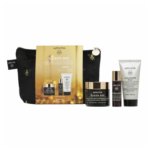 Apivita - Queen Bee Κρέμα Απόλυτης Αντιγήρανσης & Αναγέννησης Πλούσιας Υφής  50ml & Δώρο Γαλάκτωμα Καθαρισμού 50ml