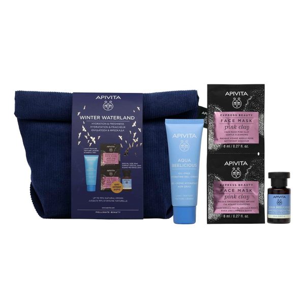 Apivita - Promo Winter Waterland Aqua Beelicious Oil-Free Κρέμα-Gel Ενυδάτωσης Ελαφριάς Υφής & Λοσιόν Ενυδάτωσης Κατά των Ατελειών 20ml & Μάσκα Προσώπου Ροζ Άργιλος 2x8ml